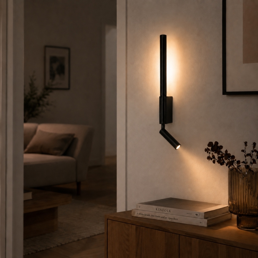 Brilagi - Επιτοίχιο LED σποτ VIXON LED/3W/230V + LED/5W μαύρο CRI 90