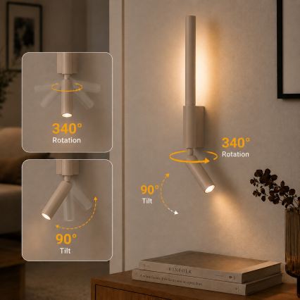 Brilagi - Επιτοίχιο LED σποτ VIXON LED/3W/230V + LED/5W, μπεζ, CRI 90