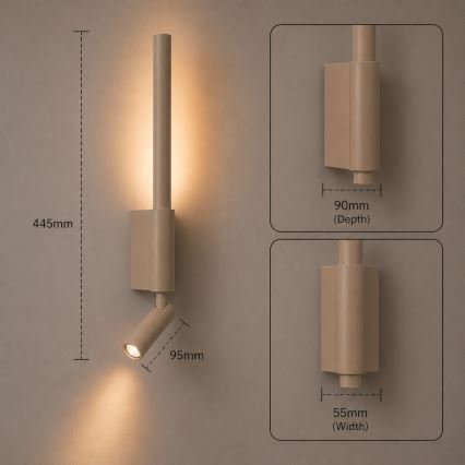Brilagi - Επιτοίχιο LED σποτ VIXON LED/3W/230V + LED/5W, μπεζ, CRI 90