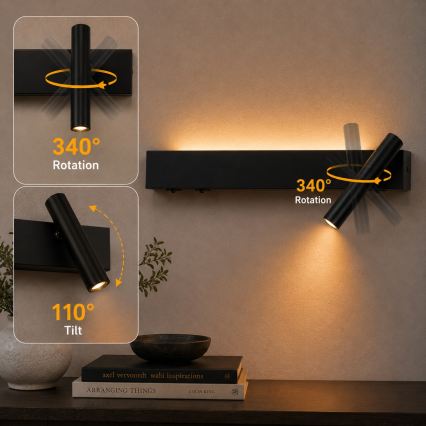 Brilagi - Επιτοίχιο σποτ φωτιστικό ARLIX LED/3W/230V + LED/7W μαύρο CRI 90