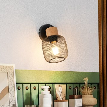 Brilagi - Επιτοίχιο σποτ φωτιστικό BASKLITE 1xE27/15W/230V καουτσουκόξυλο/μαύρο