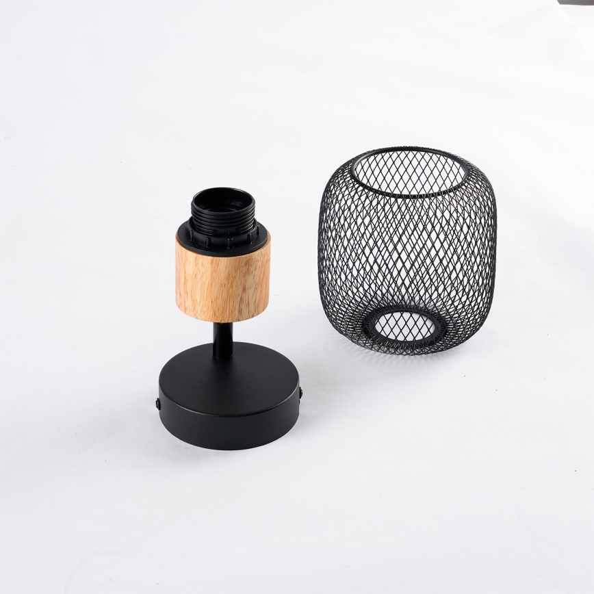 Brilagi - Επιτοίχιο σποτ φωτιστικό BASKLITE 1xE27/15W/230V καουτσουκόξυλο/μαύρο