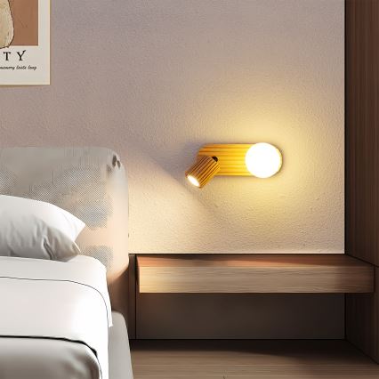 Brilagi - Επιτοίχιο φωτιστικό σποτ MODERN WOOD 1xG9/5W/230V + 1xGU10/8W ξύλο καουτσούκ