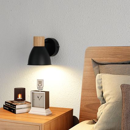 Brilagi - Επιτοίχιο σποτ φωτιστικό ODENSE 1xE14/10W/230V ξύλο Hevea/μαύρο