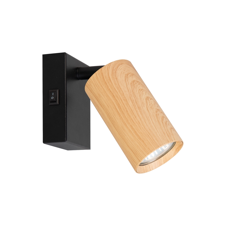 Brilagi - Επιτοίχιο σποτ με διακόπτη SELE 1xGU10/30W/230V μαύρο/απομίμηση δρυός