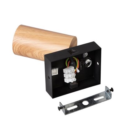 Brilagi - Επιτοίχιο σποτ με διακόπτη SELE 1xGU10/30W/230V μαύρο/απομίμηση δρυός