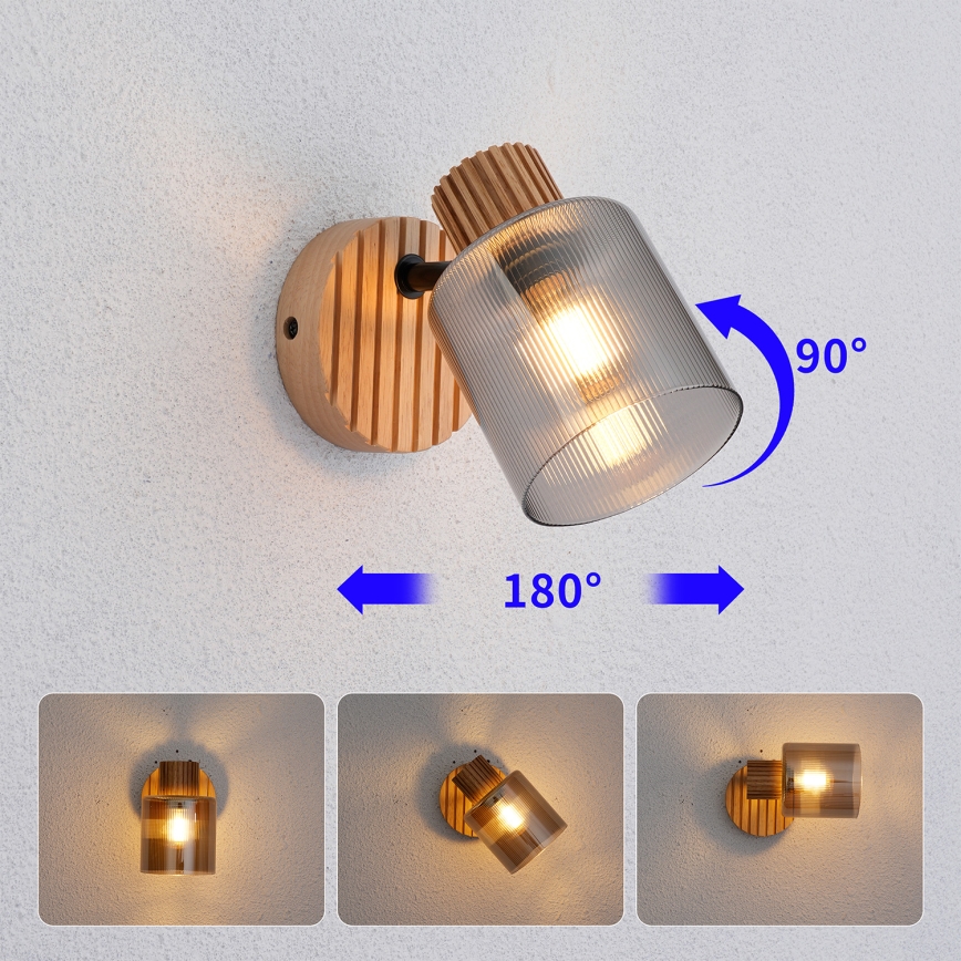 Brilagi - Επιτοίχιο σποτ HYGGE 1xE14/15W/230V ξύλο/καπνιστό