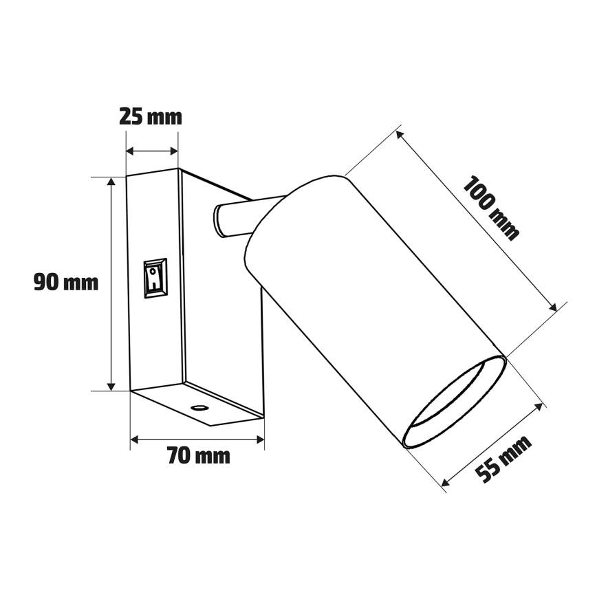 Brilagi - Επιτοίχιο σποτ με διακόπτη SELE 1xGU10/30W/230V μαύρο/χρυσό