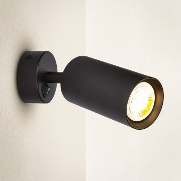 Brilagi - Επιτοίχιο σποτ με διακόπτη SELE 1xGU10/30W/230V μαύρο