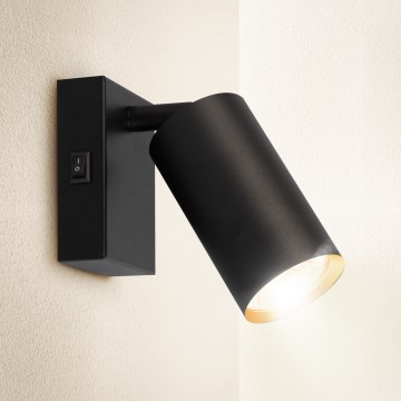 Brilagi - Επιτοίχιο σποτ με διακόπτη SELE 1xGU10/30W/230V μαύρο/χρυσό