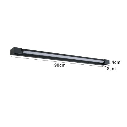 BRILAGI - LED Εξωτερικό φωτιστικό τοίχου AQUA LINE LED/24W/230V 90 cm IP44 μαύρο CRI 90