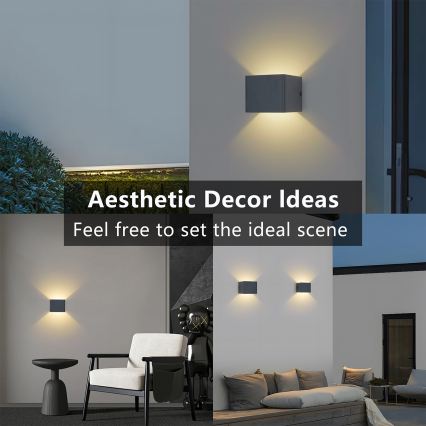 Brilagi - Επιτοίχιο εξωτερικό φωτιστικό LED DONNANI LED/5W/230V 10 cm ανθρακί IP44