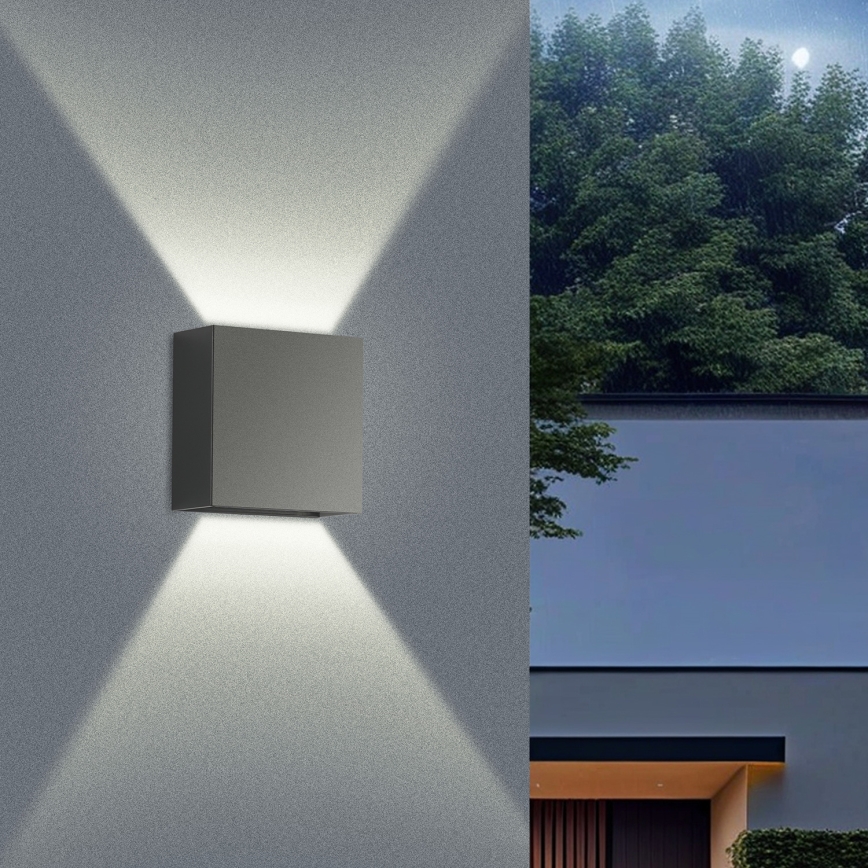 Brilagi - Επιτοίχιο εξωτερικό φωτιστικό LED DOUBLERAY LED/4W/230V ανθρακί IP65