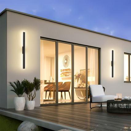 Brilagi - Εξωτερικό επιτοίχιο φωτιστικό LED LUNA 24W/230V, 3000K, IP65, 100 cm, μαύρο, CRI 90