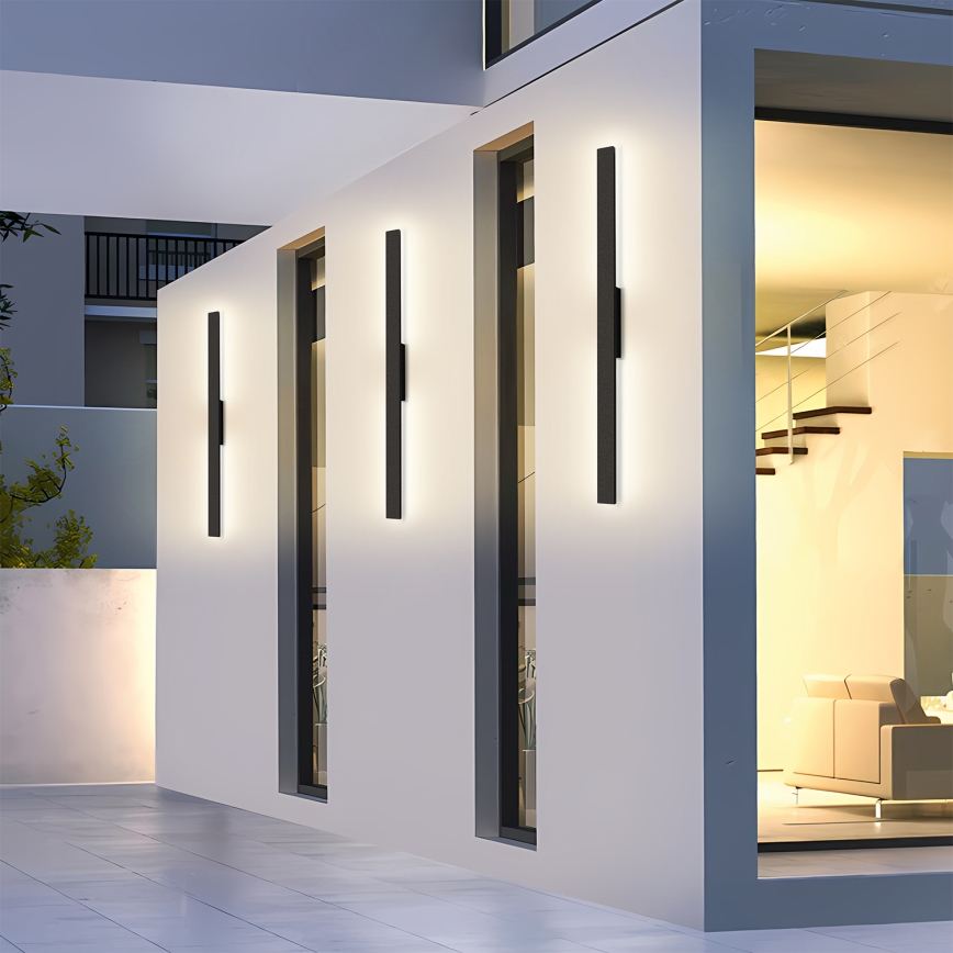 Brilagi - Εξωτερικό επιτοίχιο φωτιστικό LED LUNA 24W/230V, 3000K, IP65, 100 cm, μαύρο, CRI 90