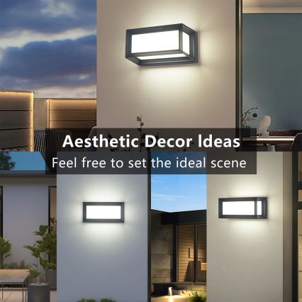 Brilagi - Επιτοίχιο εξωτερικό φωτιστικό LED PARKER LED/12W/230V ανθρακί IP44