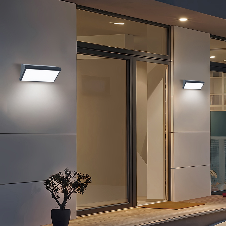 Brilagi - Εξωτερικό επιτοίχιο φωτιστικό LED με αισθητήρα TRIANGLE LED/20W/230V, σε χρώμα ανθρακί, IP65