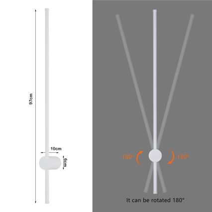 Brilagi - Εξωτερικό επιτοίχιο φωτιστικό LED AURA LED/20W/230V 3000K IP54 97 cm λευκό CRI 90