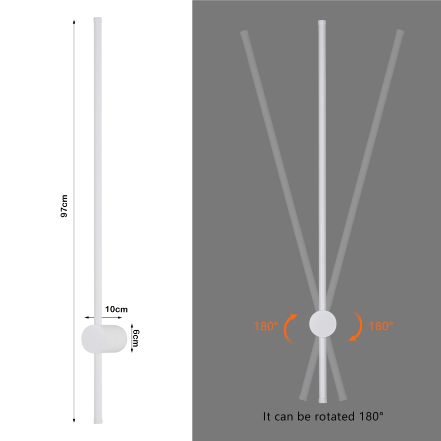 Brilagi - Εξωτερικό επιτοίχιο φωτιστικό LED AURA LED/20W/230V 3000K IP54 97 cm λευκό CRI 90