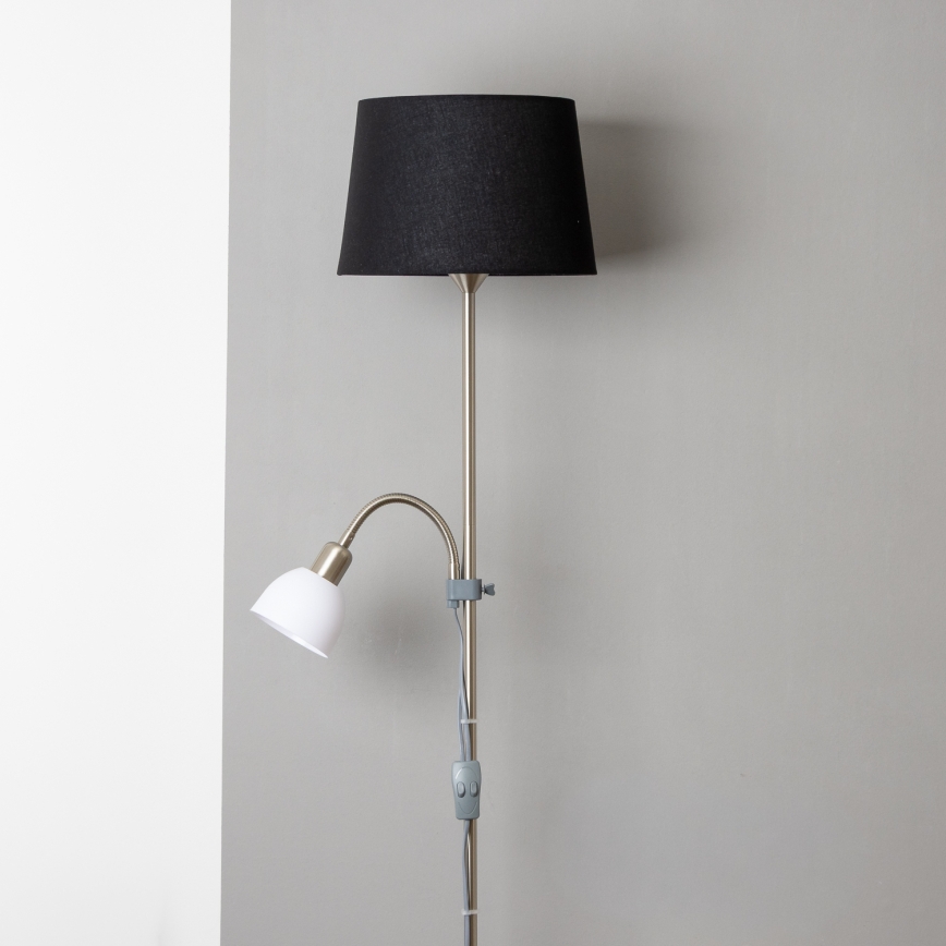 Brilagi - Επιδαπέδια λάμπα CERIA 2 σε 1 1xE27/100W/230V + 1xE14/25W ματ χρώμιο/μαύρο