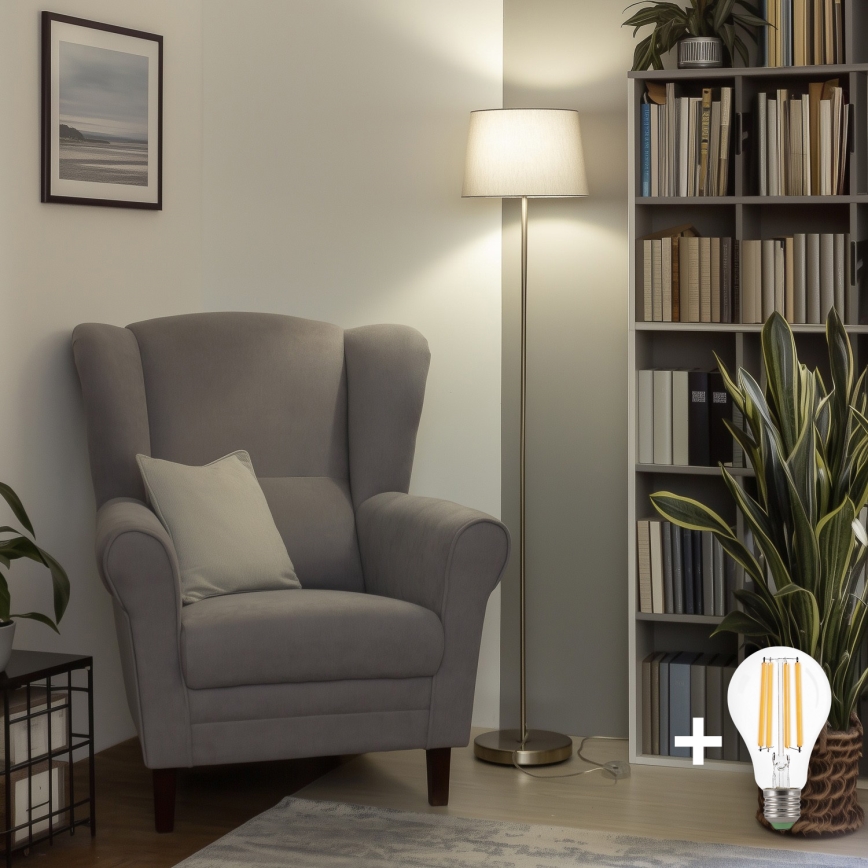 Brilagi - Επιδαπέδια λάμπα LED CERIA 1xE27/40W/230V διάμ. 30 εκ. γκρι/ματ χρώμιο