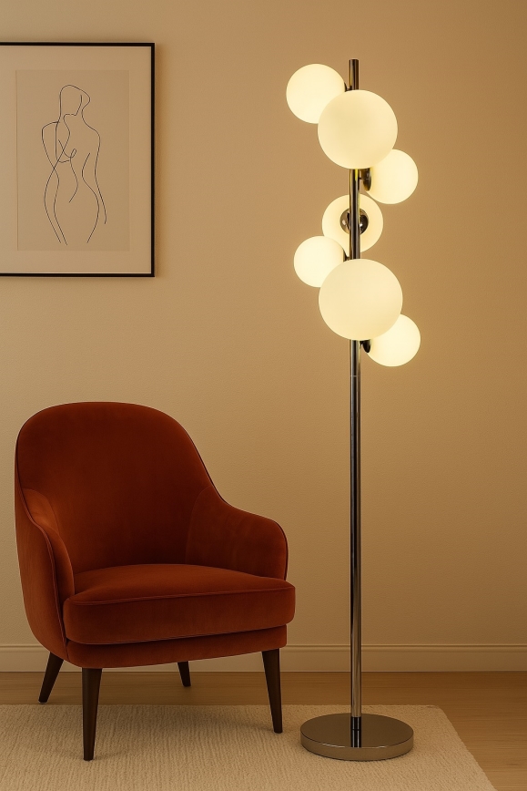 Brilagi - Επιδαπέδια λάμπα LED MILLA 7xG9/3W/230V γυαλιστερό χρώμιο/λευκό