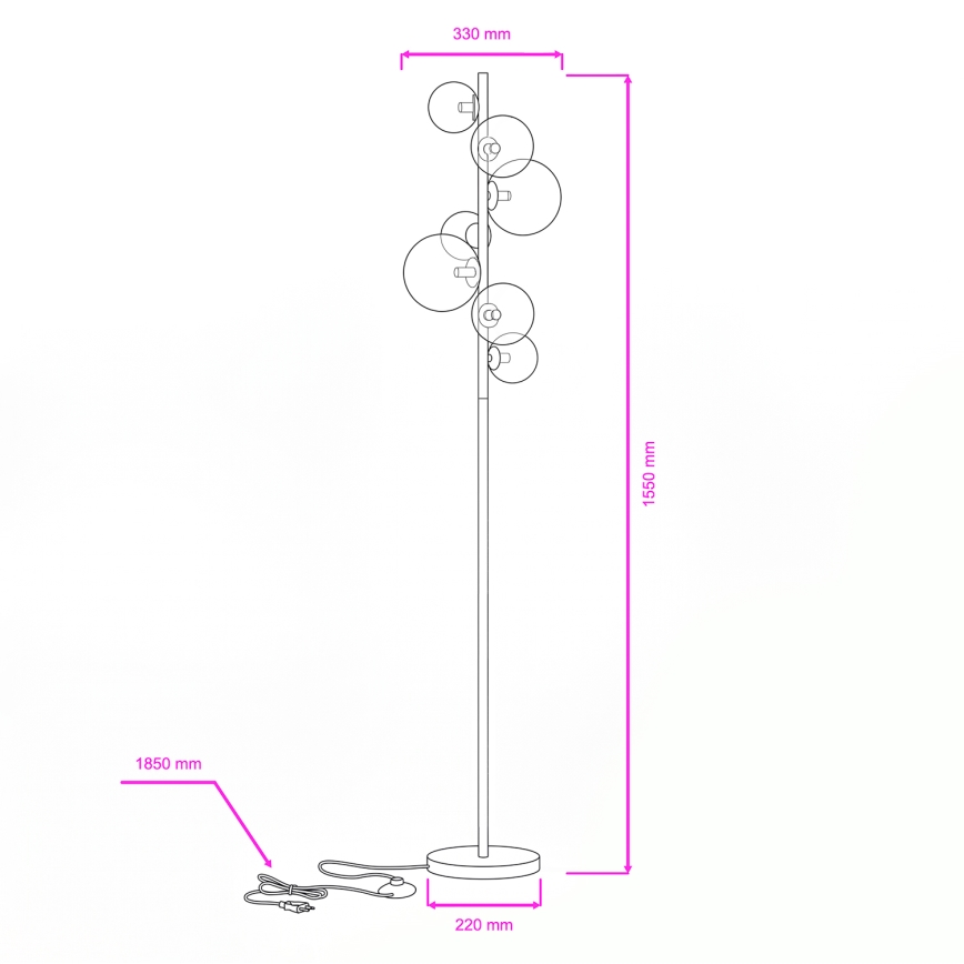 Brilagi - Επιδαπέδια λάμπα LED MILLA 7xG9/3W/230V χρυσό/φιμέ