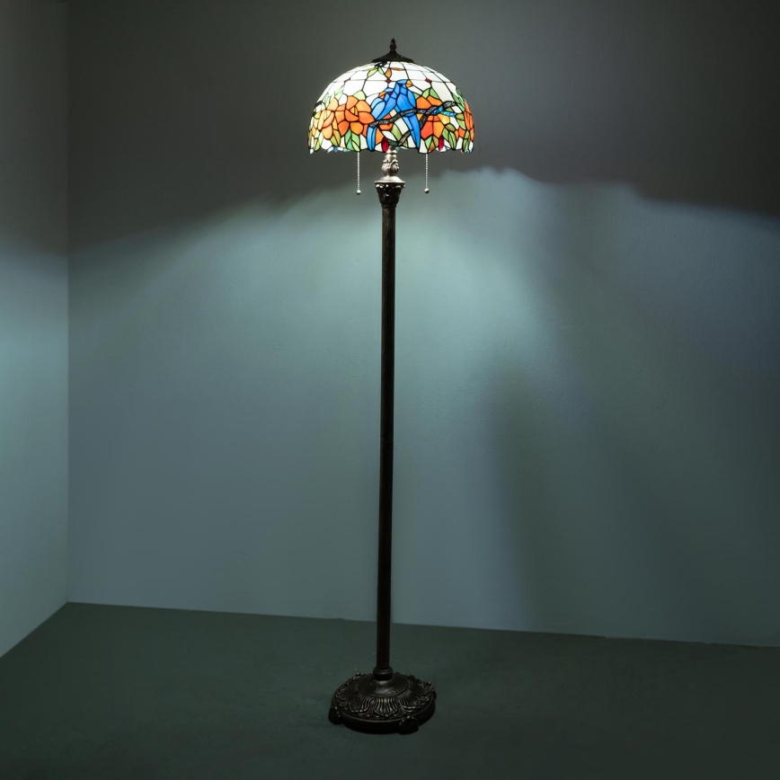 Brilagi - Επιδαπέδια λάμπα Tiffany με βιτρώ JUNGLE 2xE27/60W/230V
