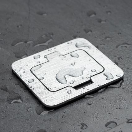 Brilagi - Επιδαπέδια χωνευτή πρίζα εξωτερικού χώρου IP55 ματ χρώμιο ορθογώνια