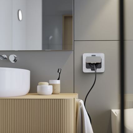 Brilagi - Επιδαπέδια χωνευτή πρίζα εξωτερικού χώρου IP55 ματ χρώμιο ορθογώνια