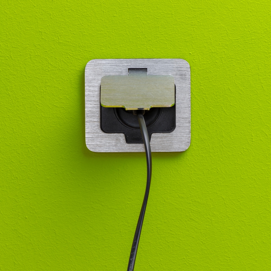 Brilagi - Επιδαπέδια χωνευτή πρίζα εξωτερικού χώρου IP55 ματ χρώμιο ορθογώνια