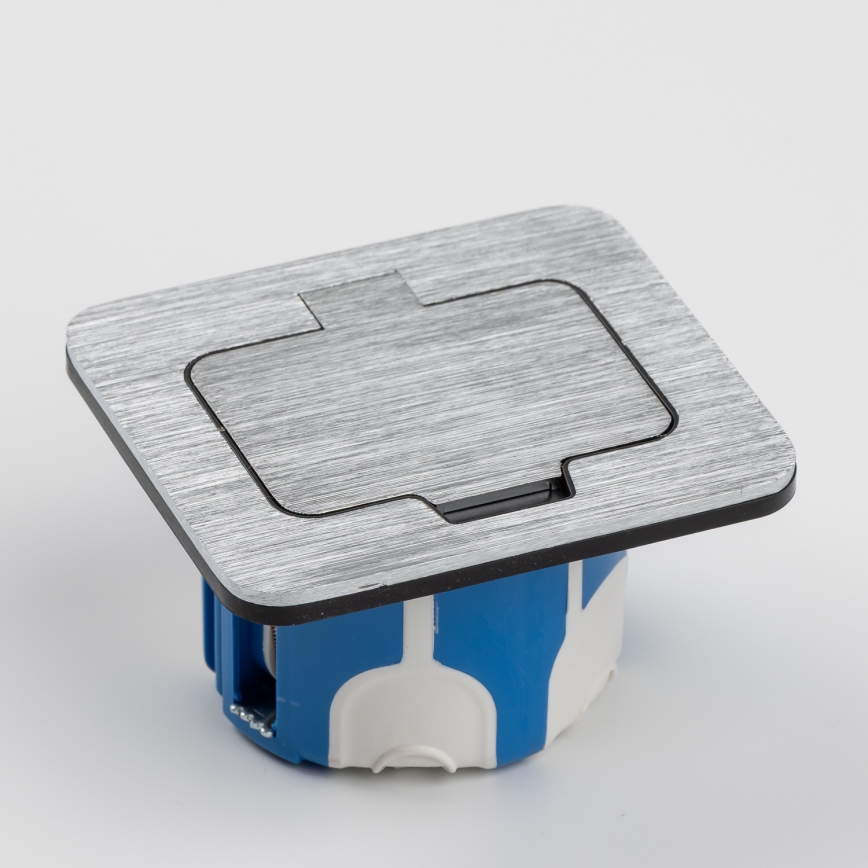 Brilagi - Επιδαπέδια χωνευτή πρίζα εξωτερικού χώρου IP55 ματ χρώμιο ορθογώνια