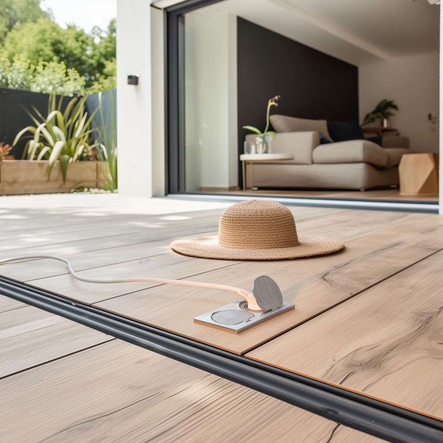 Brilagi - Επιδαπέδια χωνευτή διπλή πρίζα εξωτερικού χώρου IP55 ασημί ορθογώνια