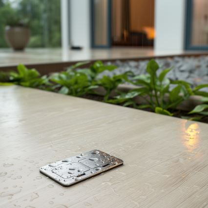 Brilagi - Επιδαπέδια χωνευτή διπλή πρίζα εξωτερικού χώρου IP55 ματ χρώμιο ορθογώνια