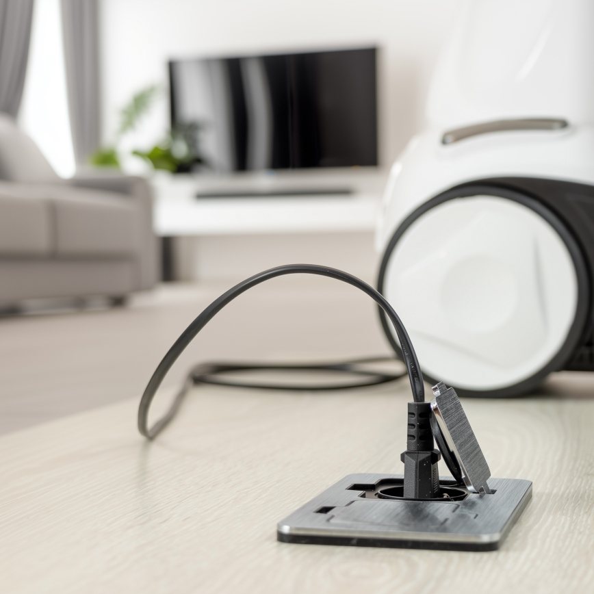 Brilagi - Επιδαπέδια χωνευτή διπλή πρίζα εξωτερικού χώρου IP55 ματ χρώμιο ορθογώνια