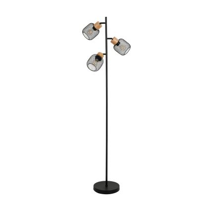 Brilagi - Επιδαπέδιο φωτιστικό BASKLITE 3xE14/15W/230V ξύλο καουτσούκ/μαύρο