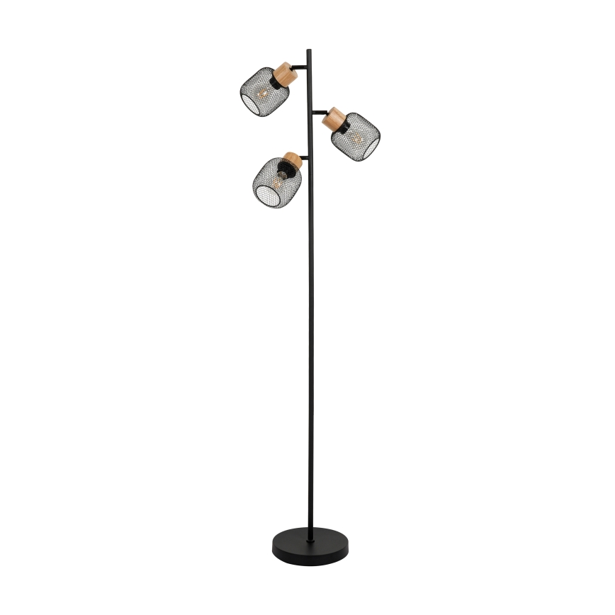 Brilagi - Επιδαπέδιο φωτιστικό BASKLITE 3xE14/15W/230V ξύλο καουτσούκ/μαύρο