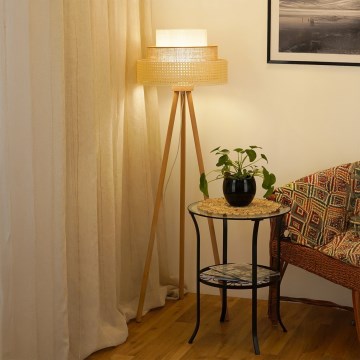 Brilagi - Επιδαπέδιο φωτιστικό CEDAR LUNETA 1xE27/15W/230V ρατάν/καφέ/κρεμ