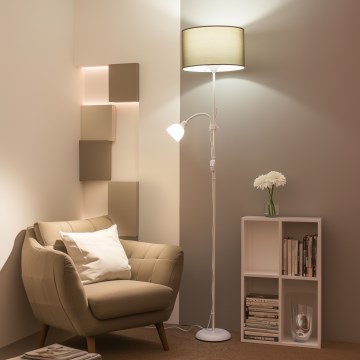 Brilagi - Επιδαπέδιο φωτιστικό CERIA 1xE27/100W/230V + 1xE14/25W λευκό/καφέ