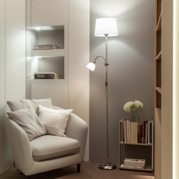 Brilagi - Επιδαπέδιο φωτιστικό CERIA 1xE27/100W/230V + 1xE14/25W ματ χρώμιο/λευκό