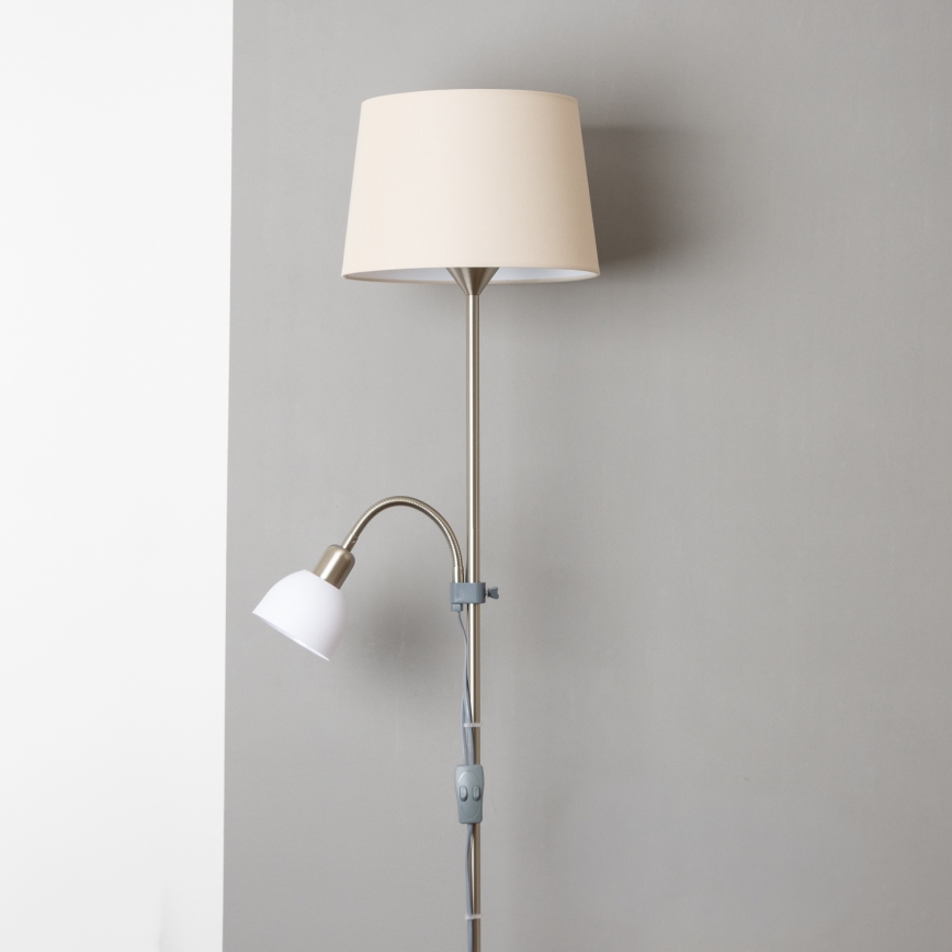 Brilagi - Επιδαπέδιο φωτιστικό CERIA 1xE27/100W/230V + 1xE14/25W ματ χρώμιο/μπεζ