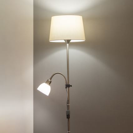 Brilagi - Επιδαπέδιο φωτιστικό CERIA 1xE27/100W/230V + 1xE14/25W ματ χρώμιο/μπεζ