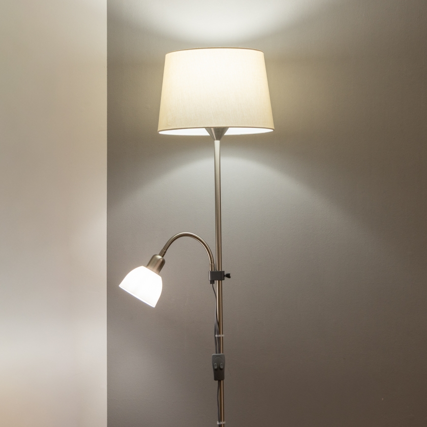 Brilagi - Επιδαπέδιο φωτιστικό CERIA 1xE27/100W/230V + 1xE14/25W ματ χρώμιο/μπεζ