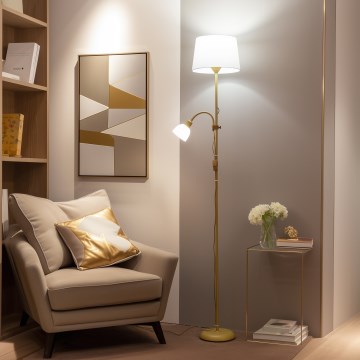 Brilagi - Επιδαπέδιο φωτιστικό CERIA 1xE27/100W/230V + 1xE14/25W χρυσό/λευκό