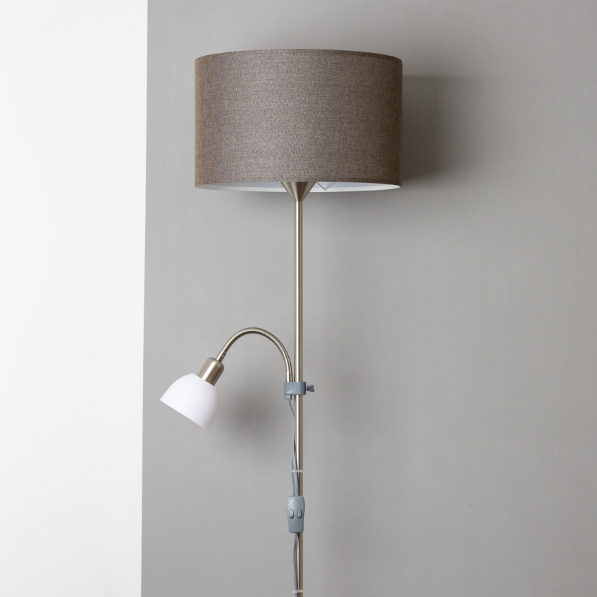 Brilagi - Επιδαπέδιο φωτιστικό CERIA 2 σε 1 1xE27/100W/230V + 1xE14/25W ματ χρώμιο/καφέ