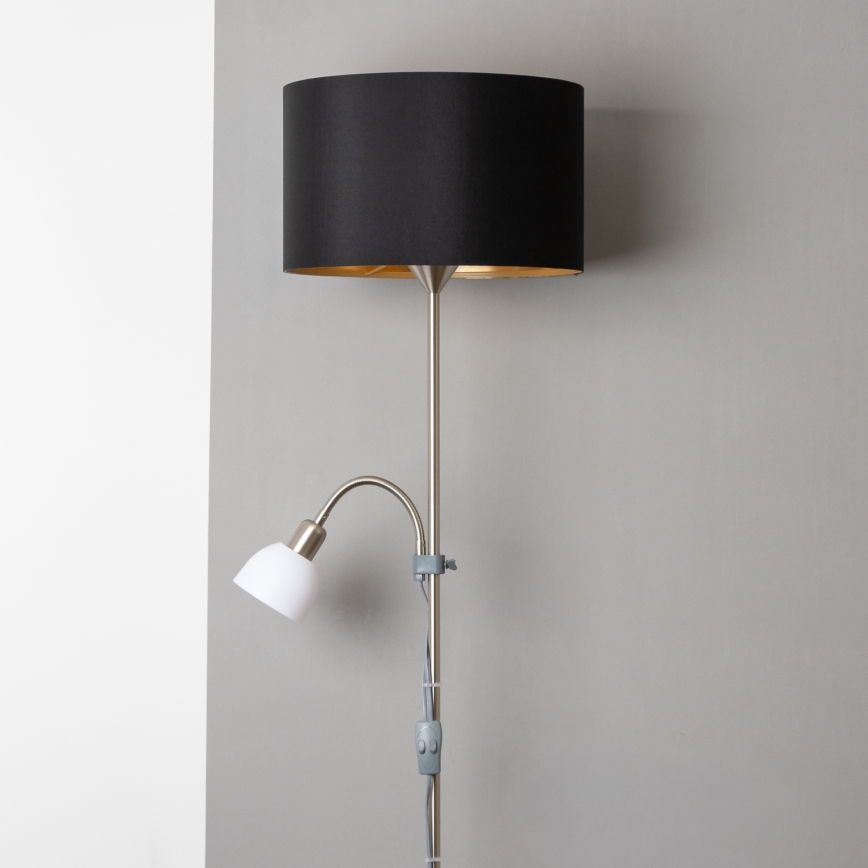 Brilagi - Επιδαπέδιο φωτιστικό CERIA 2 σε 1 1xE27/100W/230V + 1xE14/25W ματ χρώμιο/μαύρο