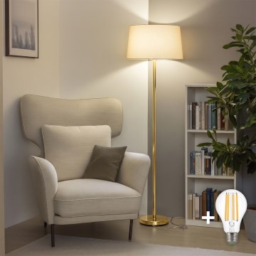Brilagi - Επιδαπέδιο φωτιστικό LED CERIA 1xE27/20W/230V διάμ. 45 cm μπεζ/χρυσό