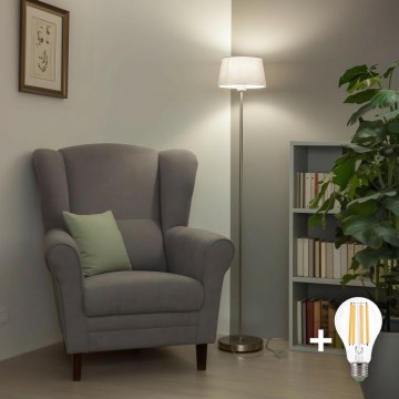 Brilagi - Επιδαπέδιο φωτιστικό LED CERIA 1xE27/40W/230V Ø 30 cm λευκό/ματ χρώμιο