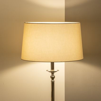 Brilagi - Επιδαπέδιο φωτιστικό LED CERIA 1xE27/60W/230V, διάμετρος 45 cm, γυαλιστερό χρώμιο/μπεζ