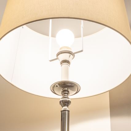 Brilagi - Επιδαπέδιο φωτιστικό LED CERIA 1xE27/60W/230V, διάμετρος 45 cm, γυαλιστερό χρώμιο/μπεζ